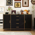 Famapy Black and Gold Horizontal Dresser: Partitioned Storage Areas, Sturdy and Long - Lasting for a Luxurious Lifestyle
