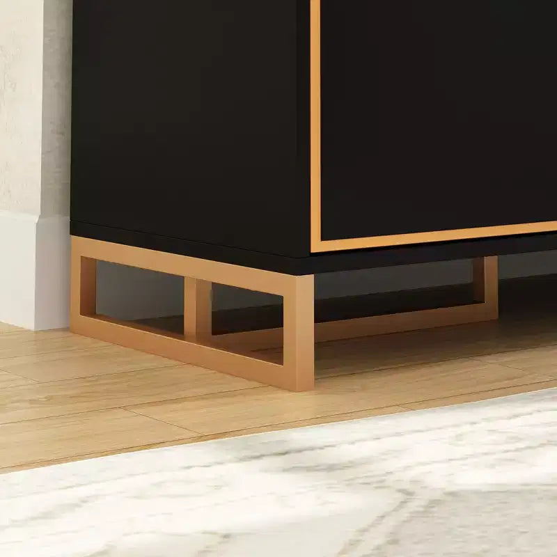 Cassettiera orizzontale nera e oro con cassetti e armadietto contenitore