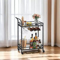 Bar Cart , Home Bar Serving Cart, Wine Cart With 2 Mirrored Shelves, Wine Holders, Glass Holders, For Kitchen, Dining Room