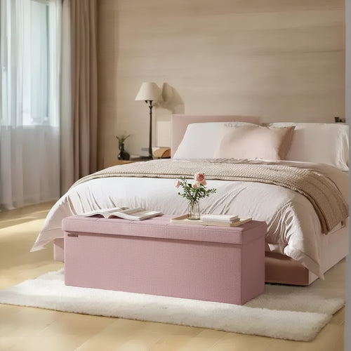 LEDREM 43 Folding Storage Ottoman Bench, Ottoman with Storage, End of Bed Bench, Storage Chest, Foot Rest Stool, Padded Seat, Hold up to 660lbs