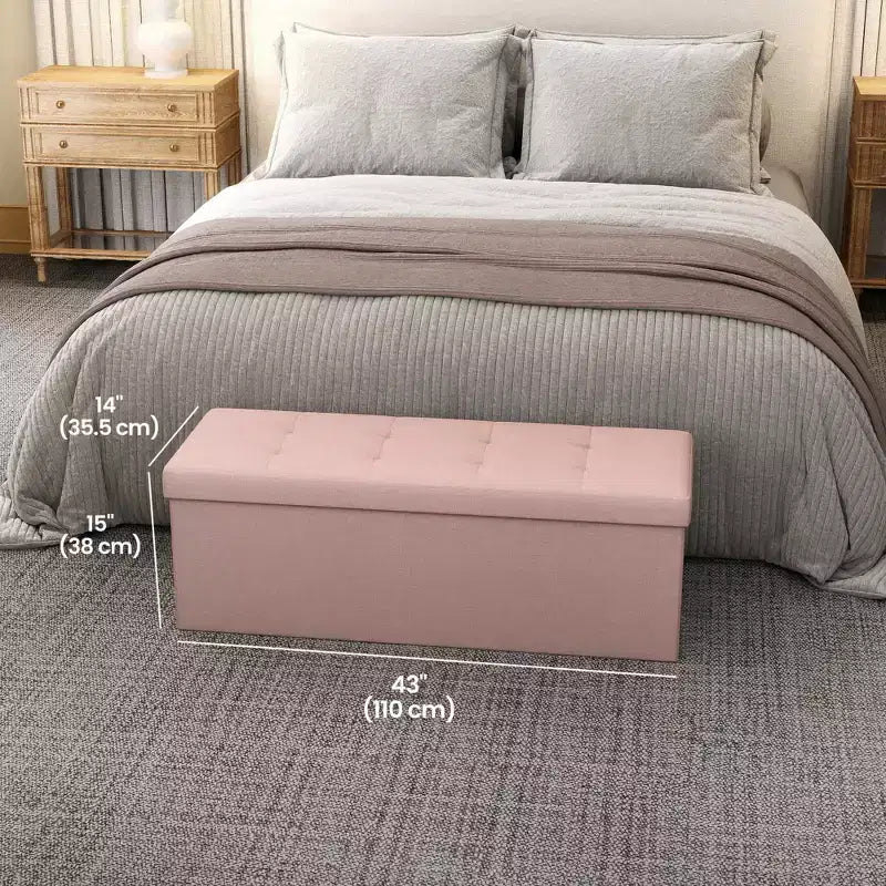 Panca Pouf Contenitore Pieghevole da 43" con Cassapanca