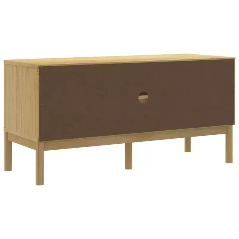 Mobile TV in legno massello di pino con spazio contenitore – Marrone cera, 114 x 43 x 55 cm