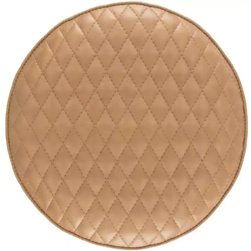 Sgabello d'accento imbottito color cammello con struttura in metallo