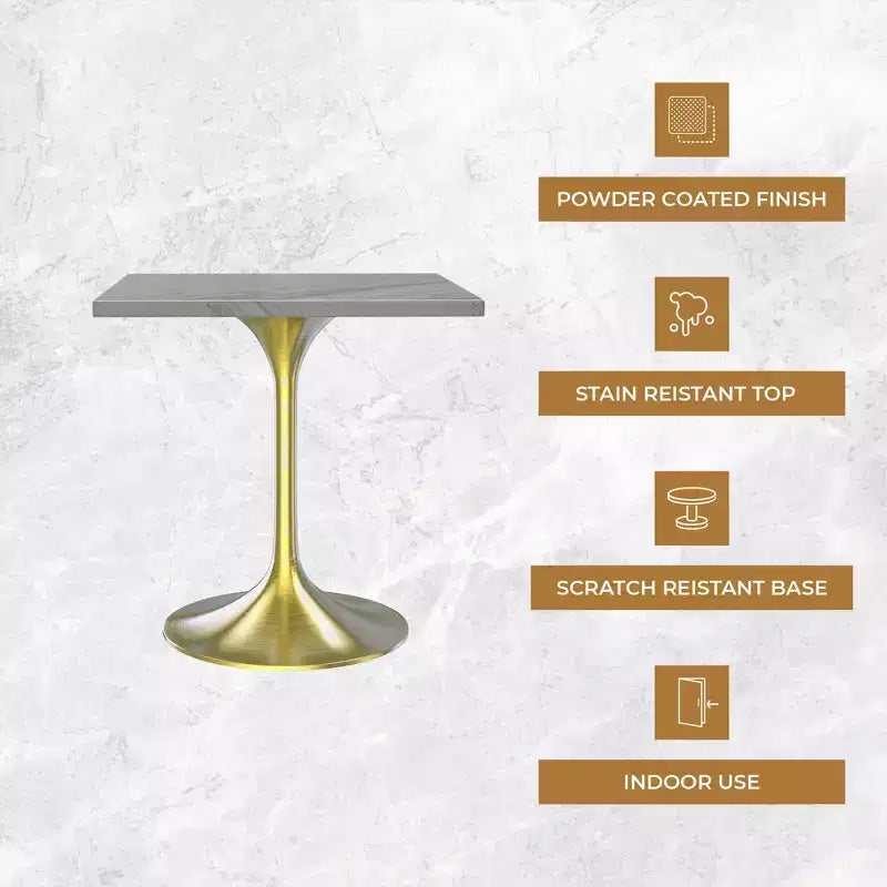 Tavolo da pranzo rotondo con piedistallo - Piano in resina con base in acciaio inossidabile
