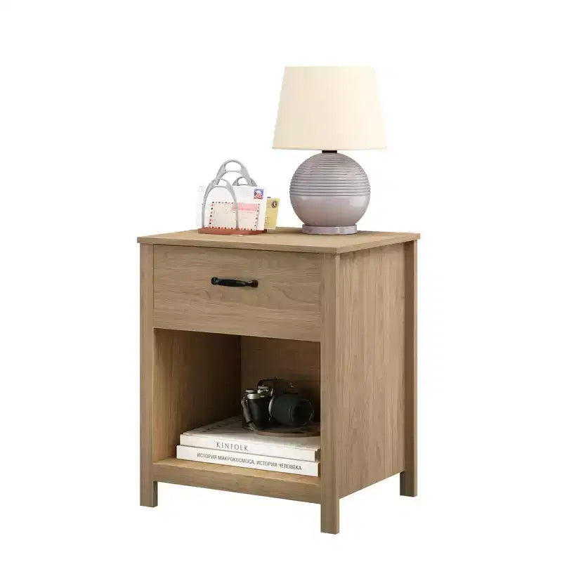 Comodino Minimalista con Cassetto e Ripiano Aperto