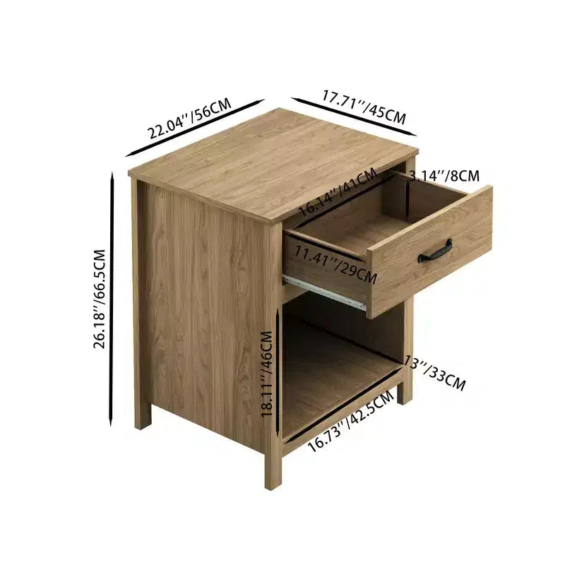 Comodino Minimalista con Cassetto e Ripiano Aperto