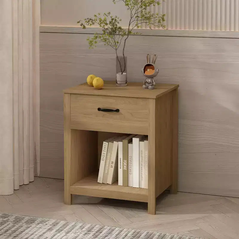Comodino Minimalista con Cassetto e Ripiano Aperto