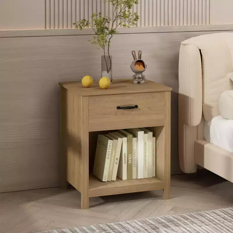 Comodino Minimalista con Cassetto e Ripiano Aperto