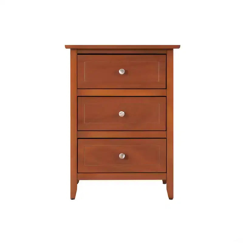 Comodino a 3 cassetti con finitura rovere