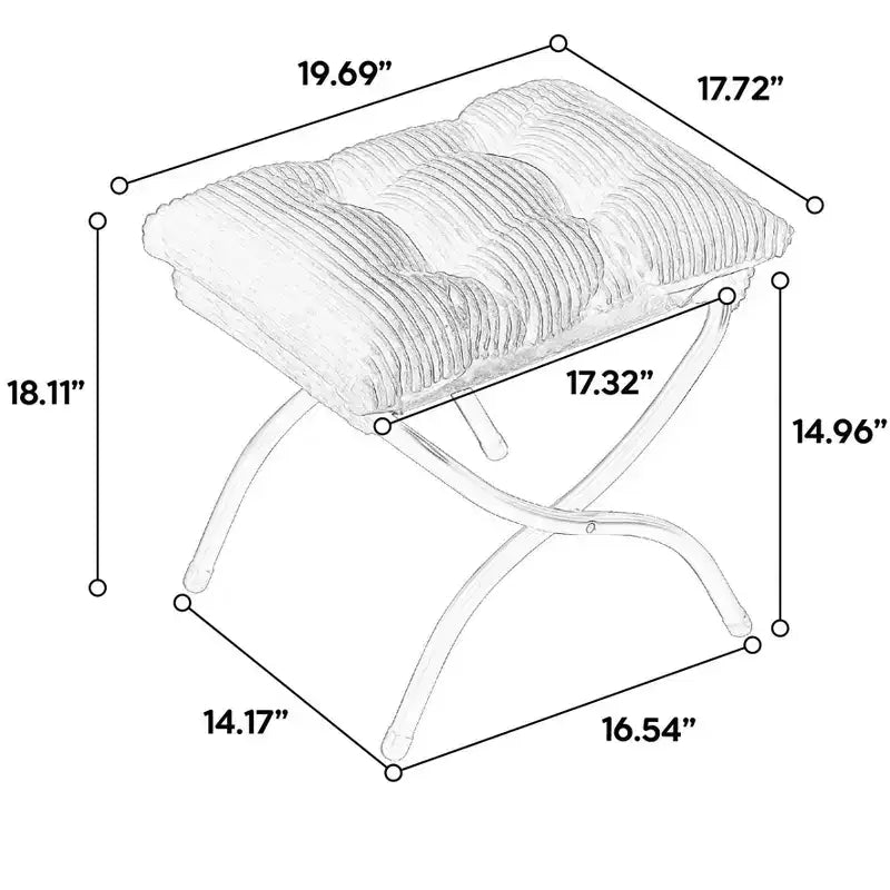 Poltrona lounge in velluto a coste con pouf, poltroncina imbottita con struttura in metallo e tasca laterale per soggiorno o camera da letto