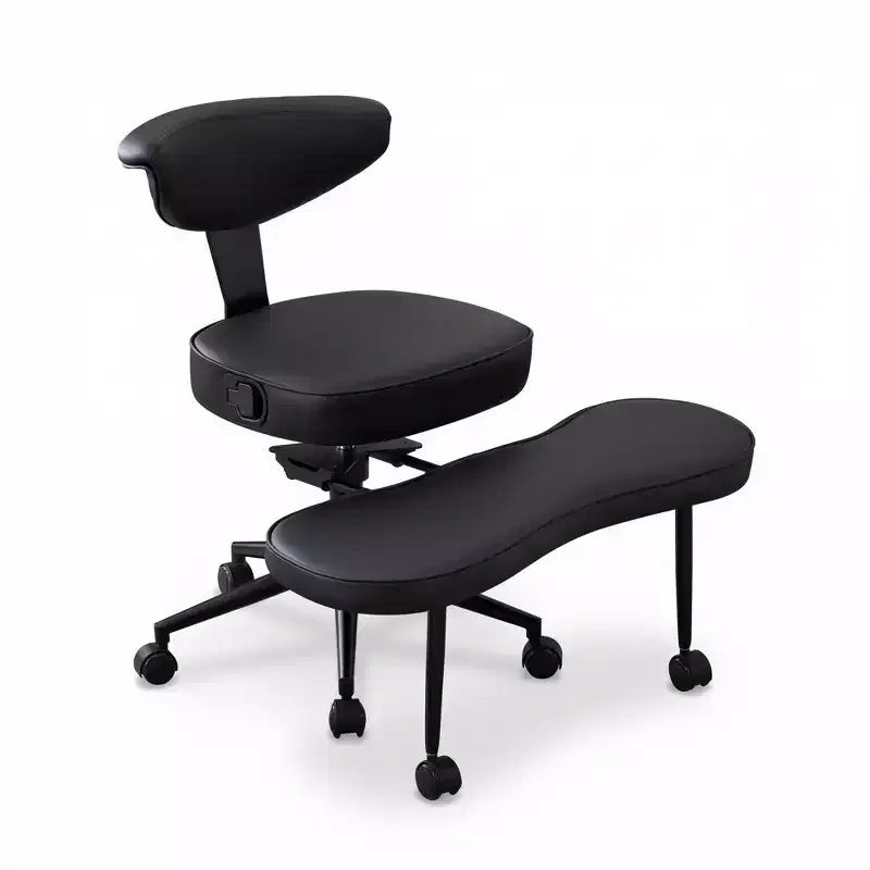 Sedia da ufficio a gambe incrociate con supporto lombare e poggiapiedi girevole a 360°
