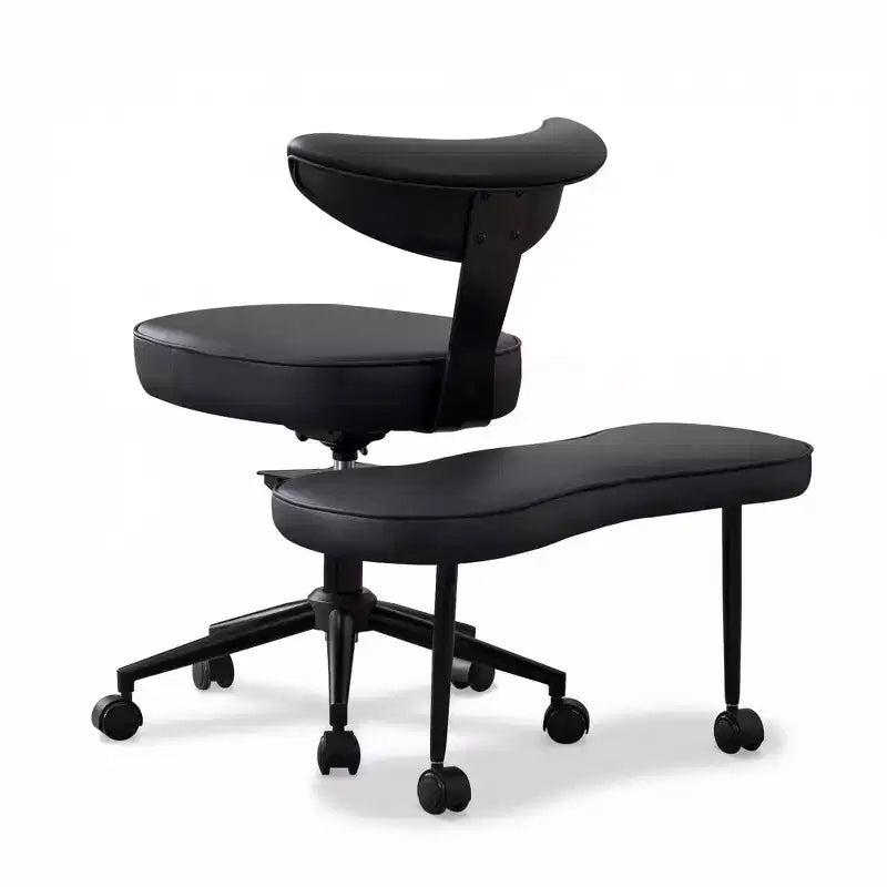 Sedia da ufficio a gambe incrociate con supporto lombare e poggiapiedi girevole a 360°