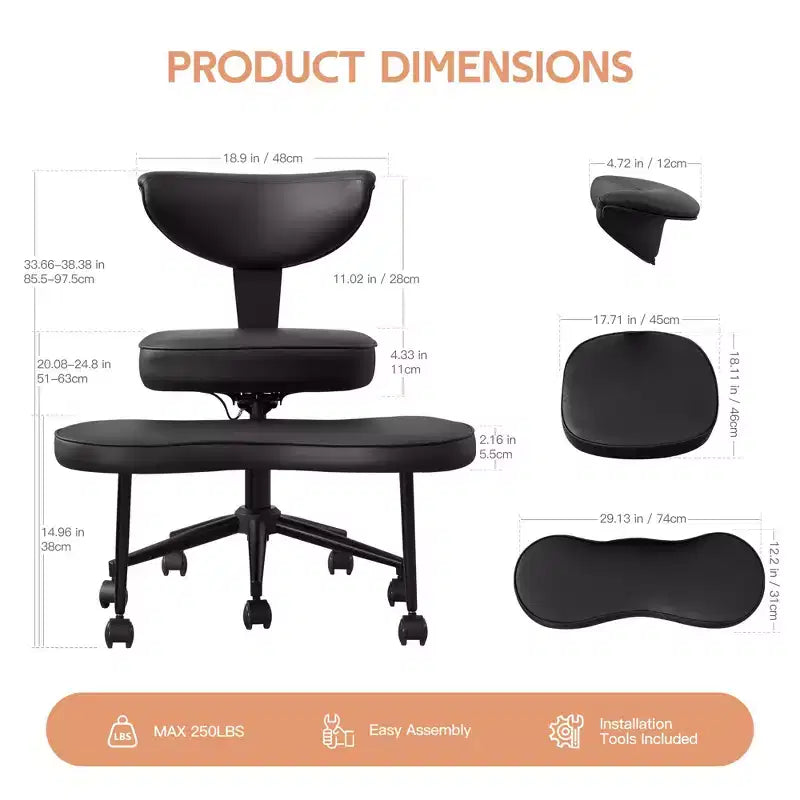 Sedia da ufficio a gambe incrociate con supporto lombare e poggiapiedi girevole a 360°