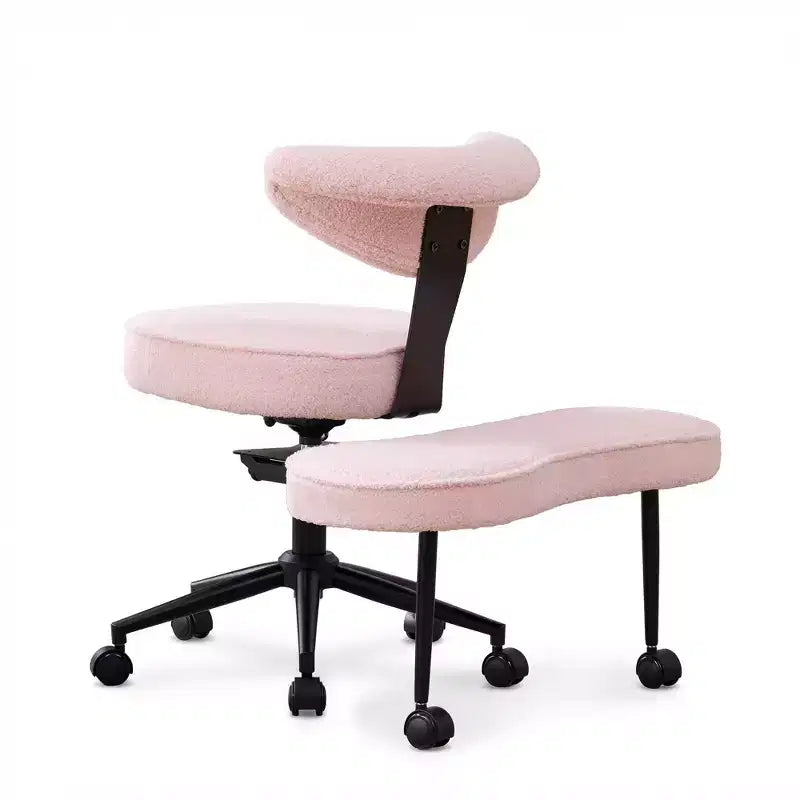 Sedia da ufficio a gambe incrociate con supporto lombare e poggiapiedi girevole a 360°