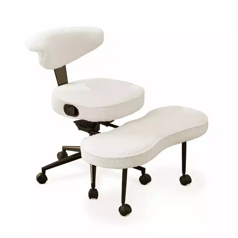Sedia da ufficio a gambe incrociate con supporto lombare e poggiapiedi girevole a 360°