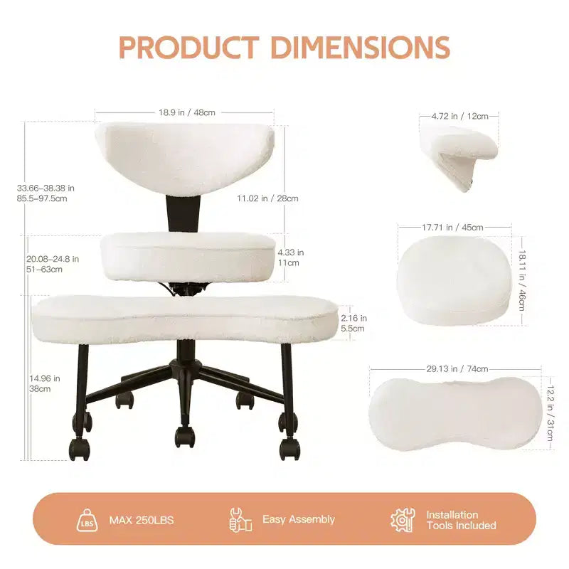 Sedia da ufficio a gambe incrociate con supporto lombare e poggiapiedi girevole a 360°