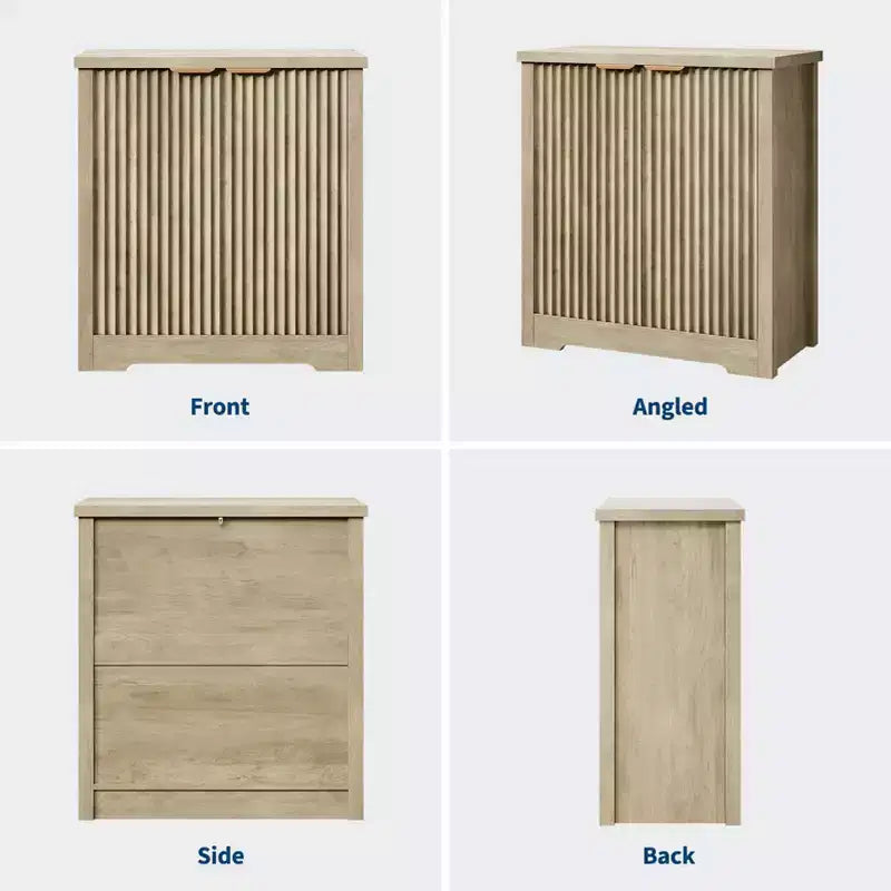 Credenza a Buffet in Legno Scanalato con Ante e Ripiani