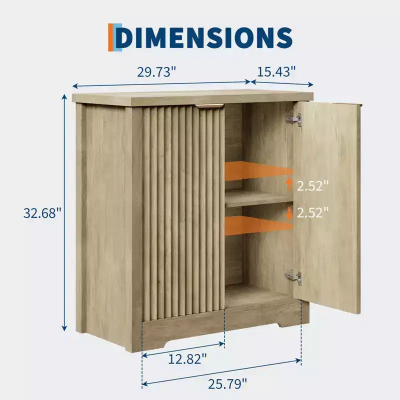 Credenza a Buffet in Legno Scanalato con Ante e Ripiani