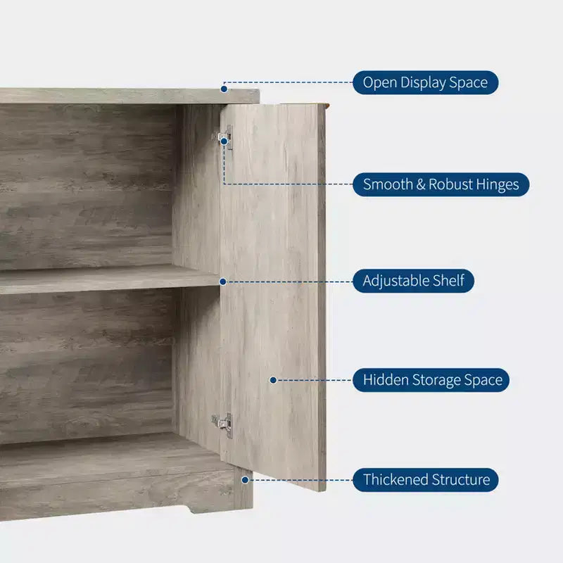 Credenza a Buffet in Legno Scanalato con Ante e Ripiani
