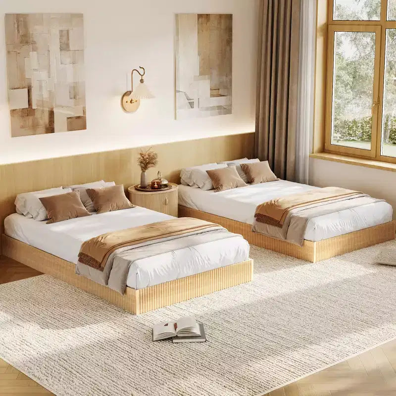 Struttura letto a piattaforma scanalata con supporto a doghe in legno