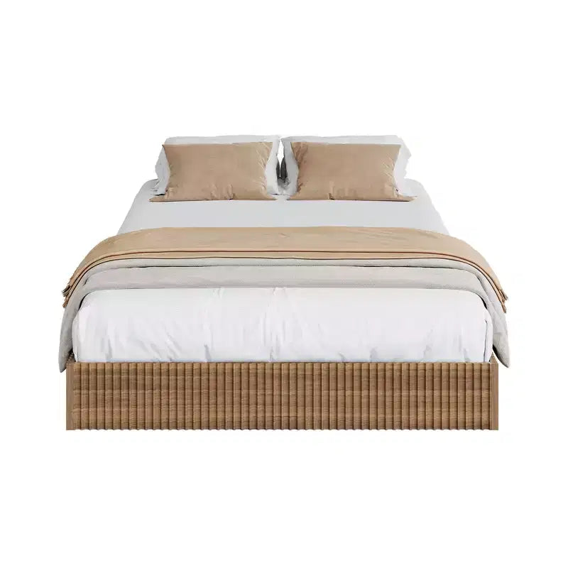 Struttura letto a piattaforma scanalata con supporto a doghe in legno