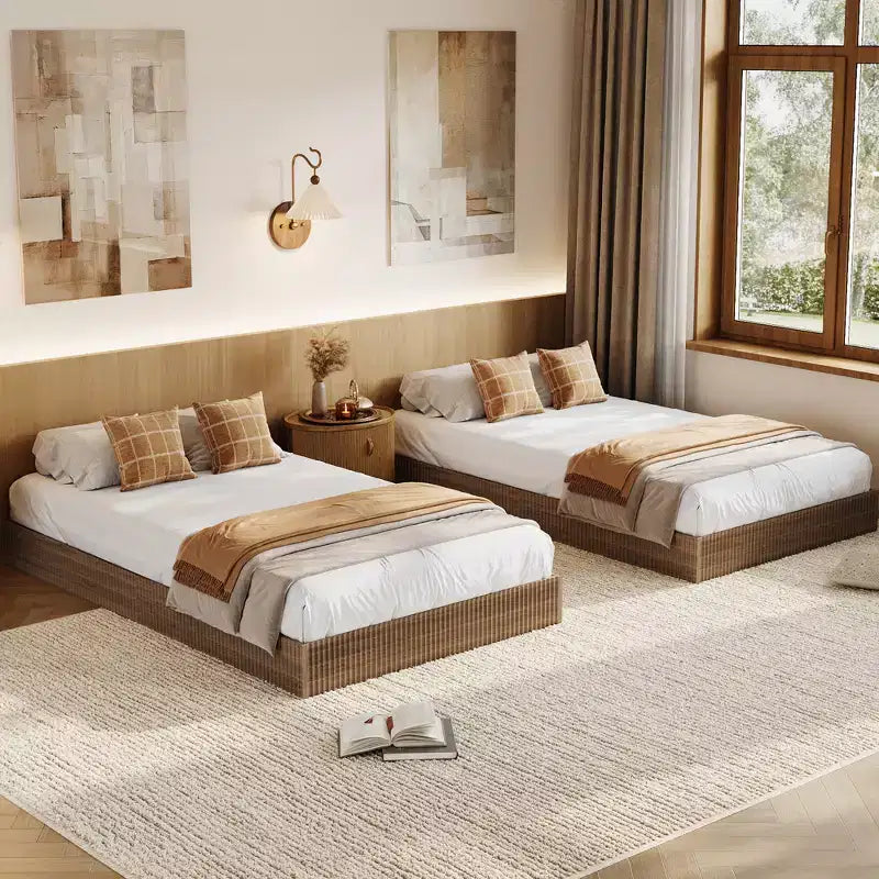 Struttura letto a piattaforma scanalata con supporto a doghe in legno
