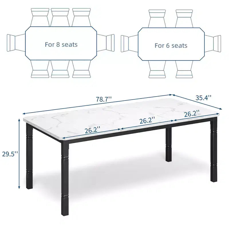 Tavolo da Pranzo Rettangolare con Gambe in Metallo, 200 x 90 cm, Piano in MDF
