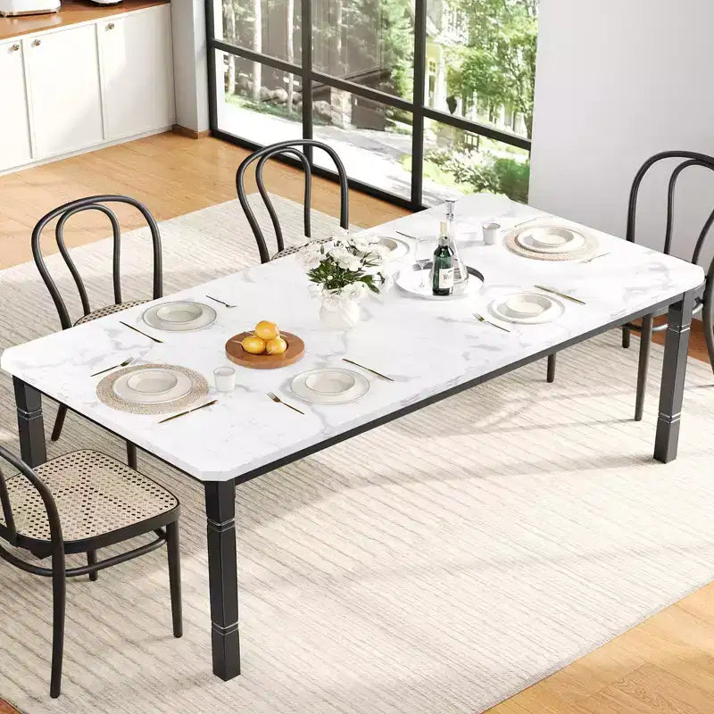Tavolo da Pranzo Rettangolare con Gambe in Metallo, 200 x 90 cm, Piano in MDF