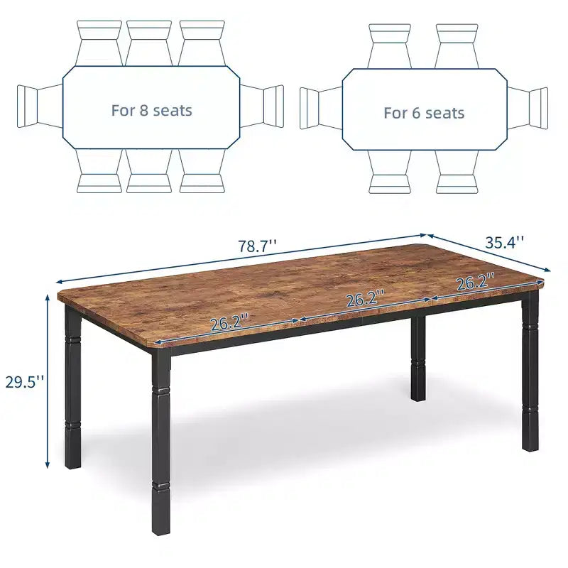 Tavolo da Pranzo Rettangolare con Gambe in Metallo, 200 x 90 cm, Piano in MDF