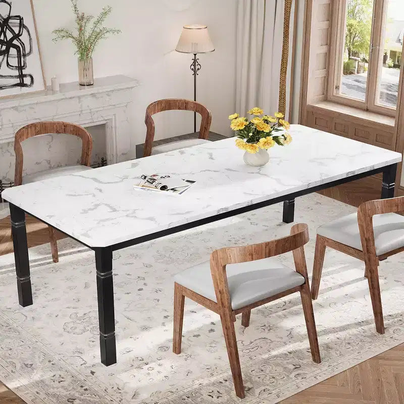 Tavolo da Pranzo Rettangolare con Gambe in Metallo, 200 x 90 cm, Piano in MDF