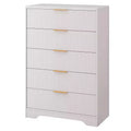 Fluted 5 Drawer Dresser for Bedroom, 47 Tall Modern Chest of Drawers with Gold Metal Handles, Wood Bedroom Dresser