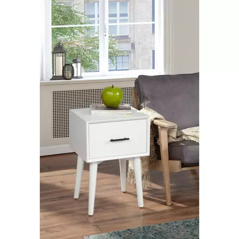 Tavolino bianco con cassetto portaoggetti