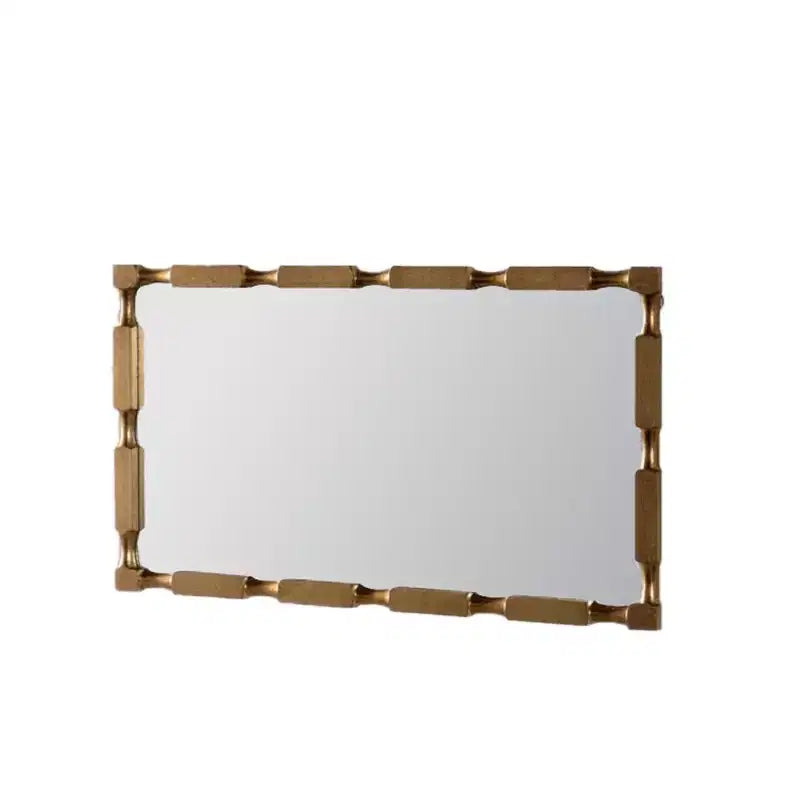 Specchio da parete rettangolare 39,76'' con cornice effetto bambù, oro opaco