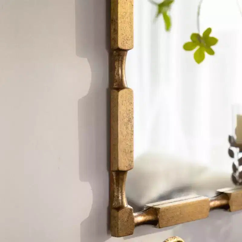 Specchio da parete rettangolare 39,76'' con cornice effetto bambù, oro opaco