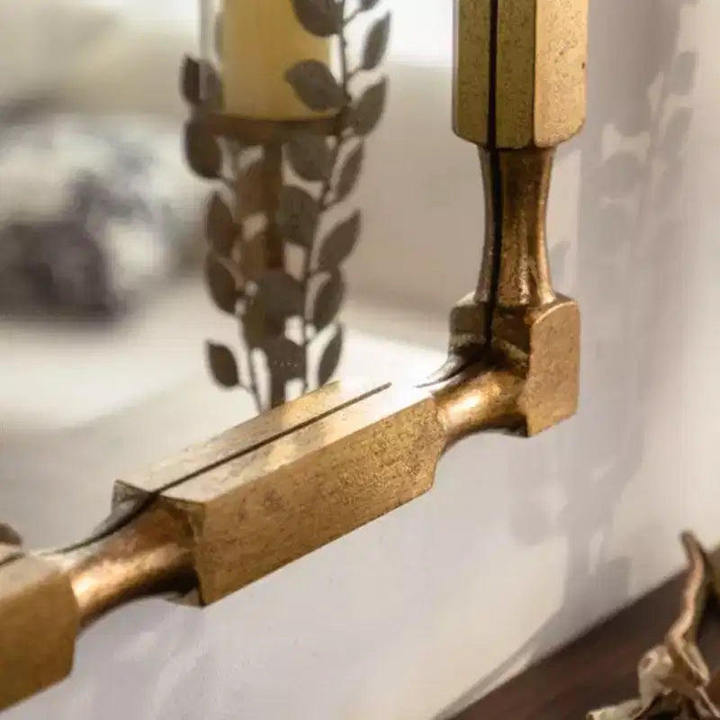 Specchio da parete rettangolare 39,76'' con cornice effetto bambù, oro opaco