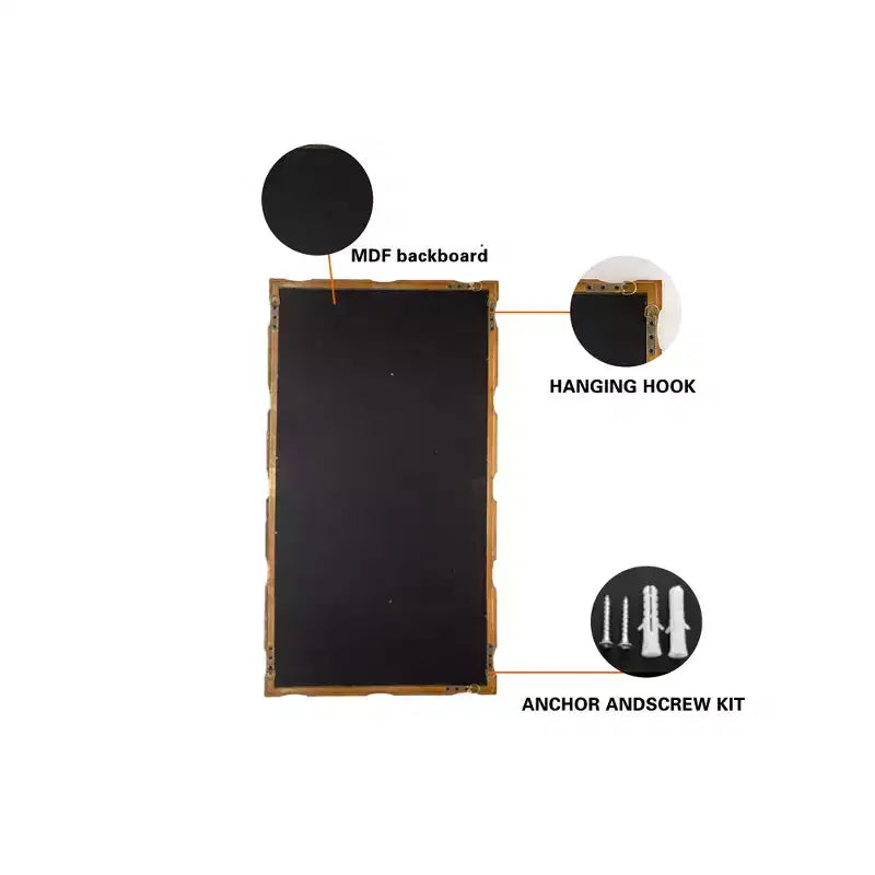 Specchio da parete rettangolare 39,76'' con cornice effetto bambù, oro opaco