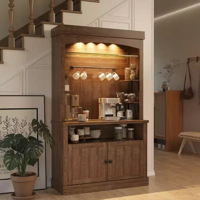 Mobiletto per coffee bar alto 183 cm con luci a LED