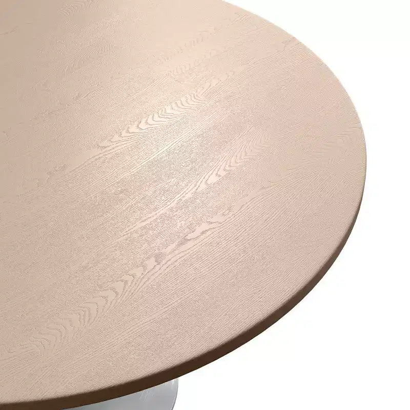 Tavolo da pranzo rotondo con piano in MDF e base a piedistallo in acciaio, 122 cm, bianco