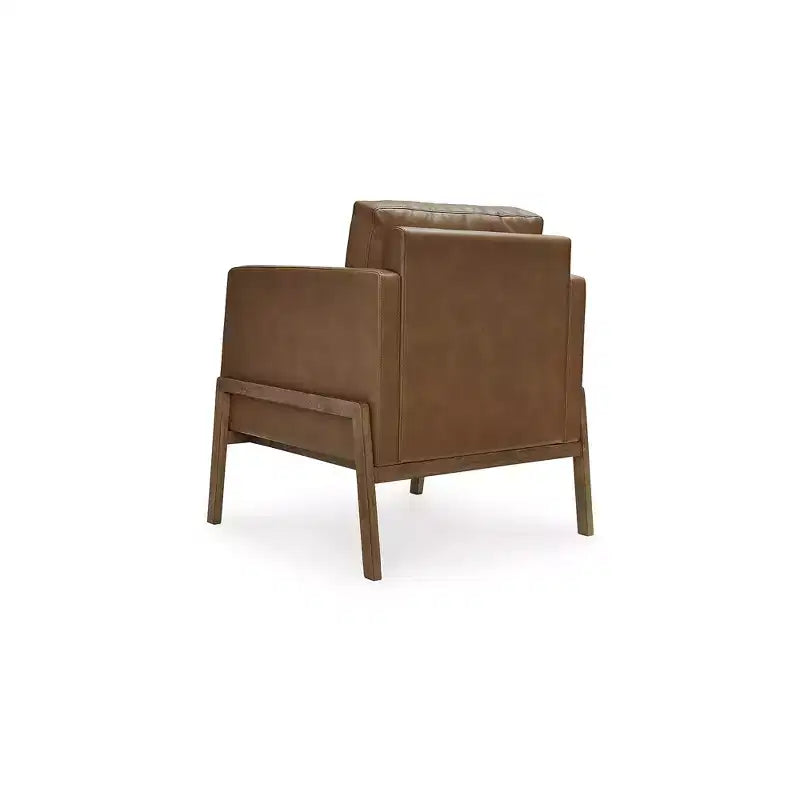 Poltrona d'Accento in Ecopelle con Cuscini Reversibili, Marrone Caramello