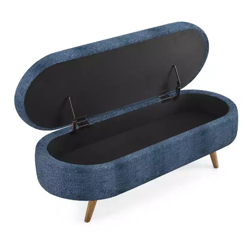Panca Pouf Contenitore in Legno con Sedile Imbottito