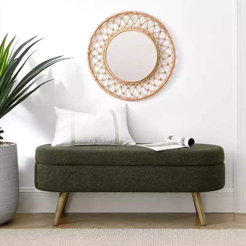 Panca Pouf Contenitore in Legno con Sedile Imbottito