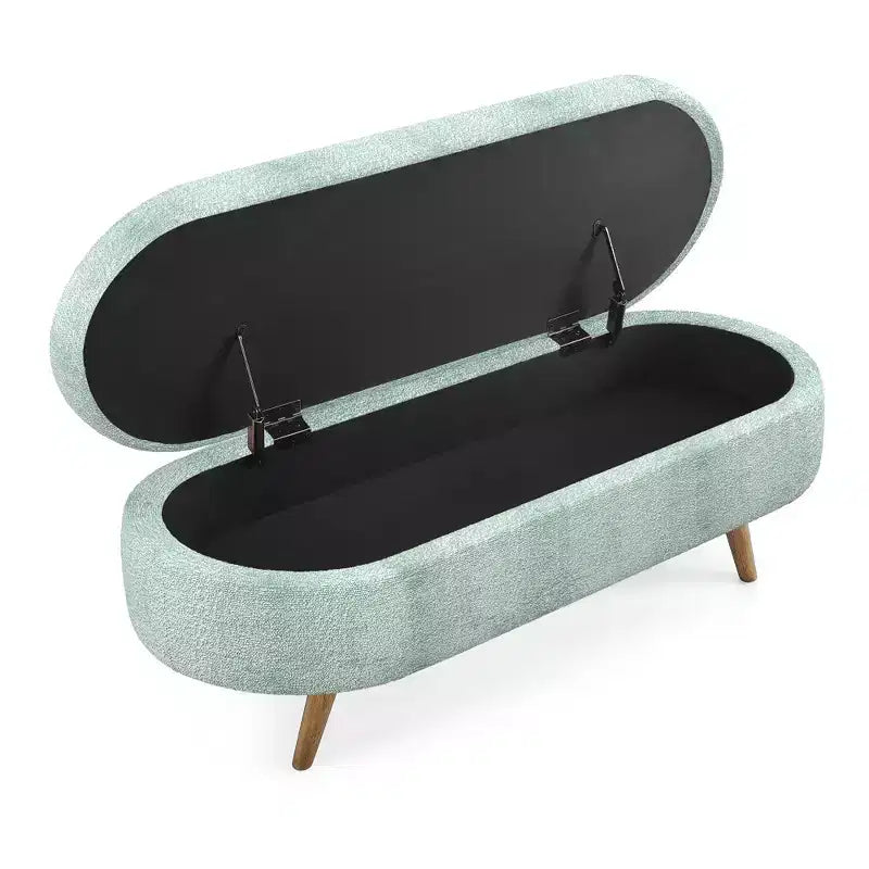 Panca Pouf Contenitore in Legno con Sedile Imbottito