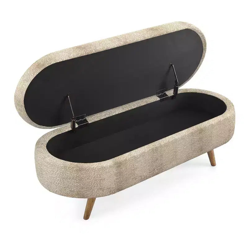 Panca Pouf Contenitore in Legno con Sedile Imbottito