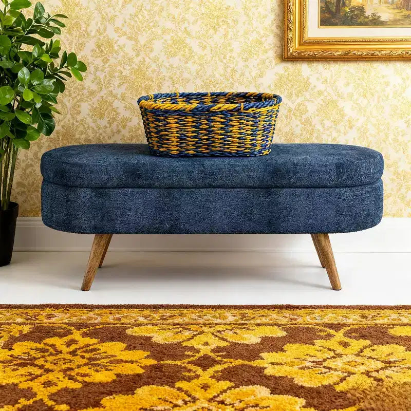 Panca Pouf Contenitore in Legno con Sedile Imbottito