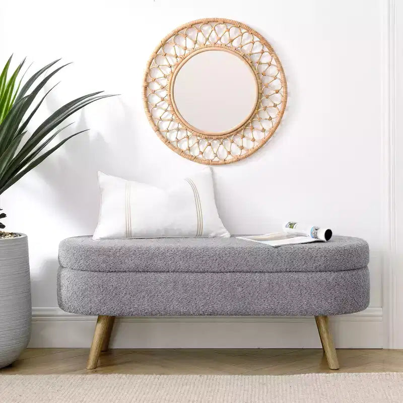 Panca Pouf Contenitore in Legno con Sedile Imbottito